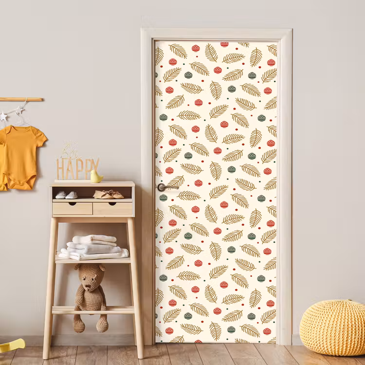 Deursticker - Patroon - Kerst - Symbolen - Beige — 6