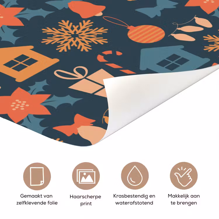 Deursticker - Patroon - Kerst - Symbolen - Blauw — 3