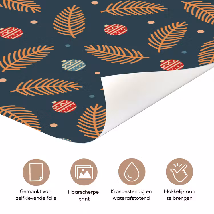 Deursticker - Patroon - Kerst - Symbolen - Donkerblauw — 3