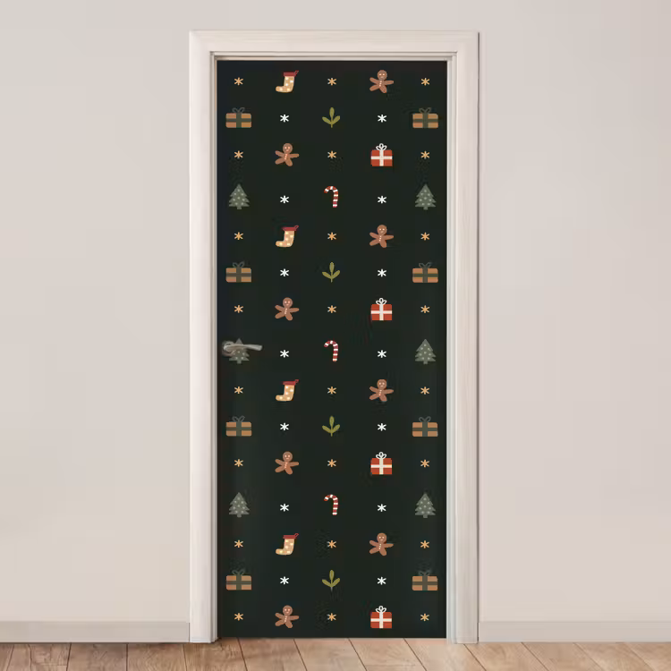 Deursticker - Patroon - Kerstsymbolen - Groen — 1