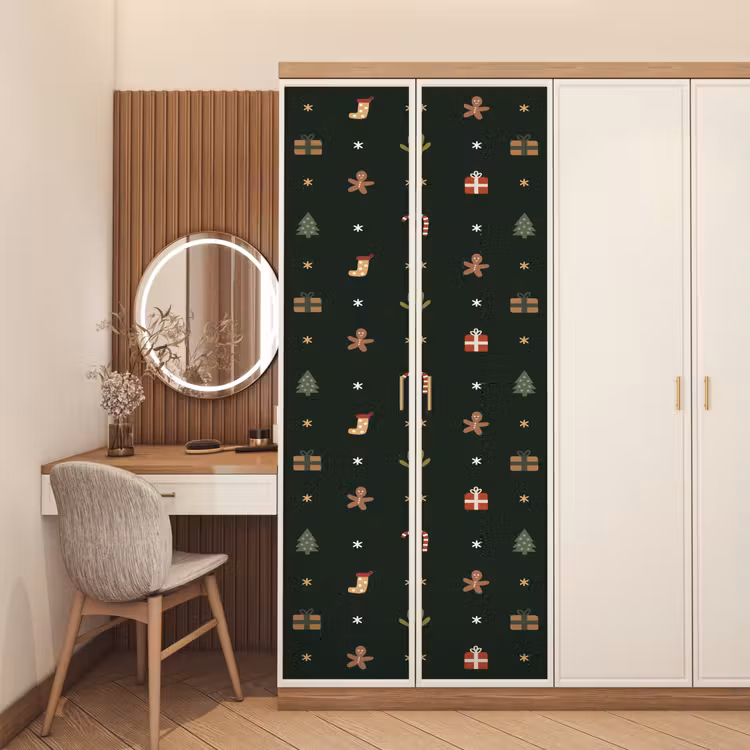 Deursticker - Patroon - Kerstsymbolen - Groen — 5