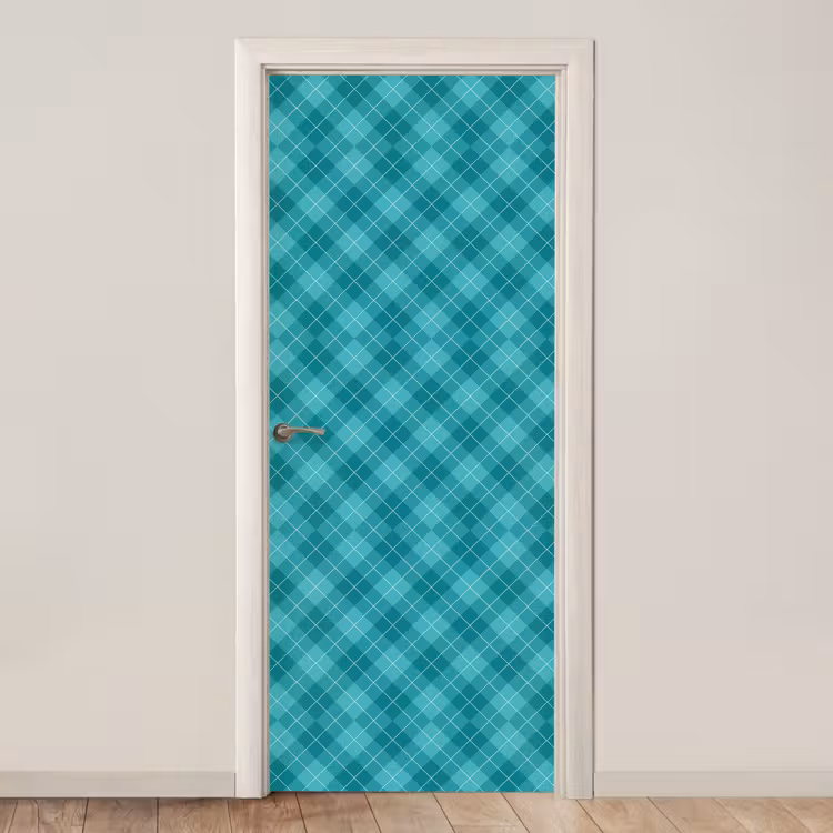 Deursticker - Patroon - Ruiten - Blauw — 1