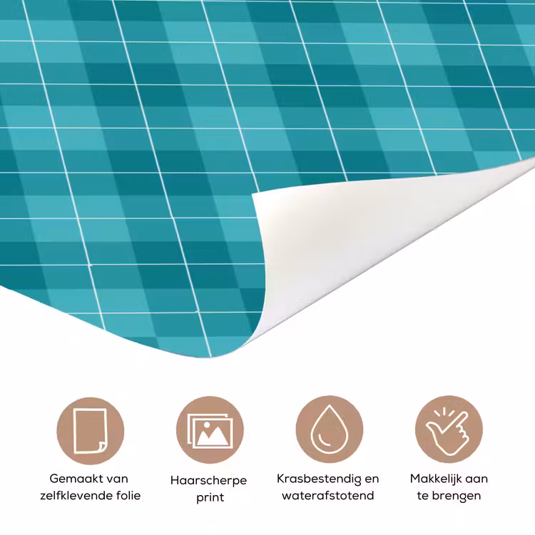 Deursticker - Patroon - Ruiten - Blauw — 3