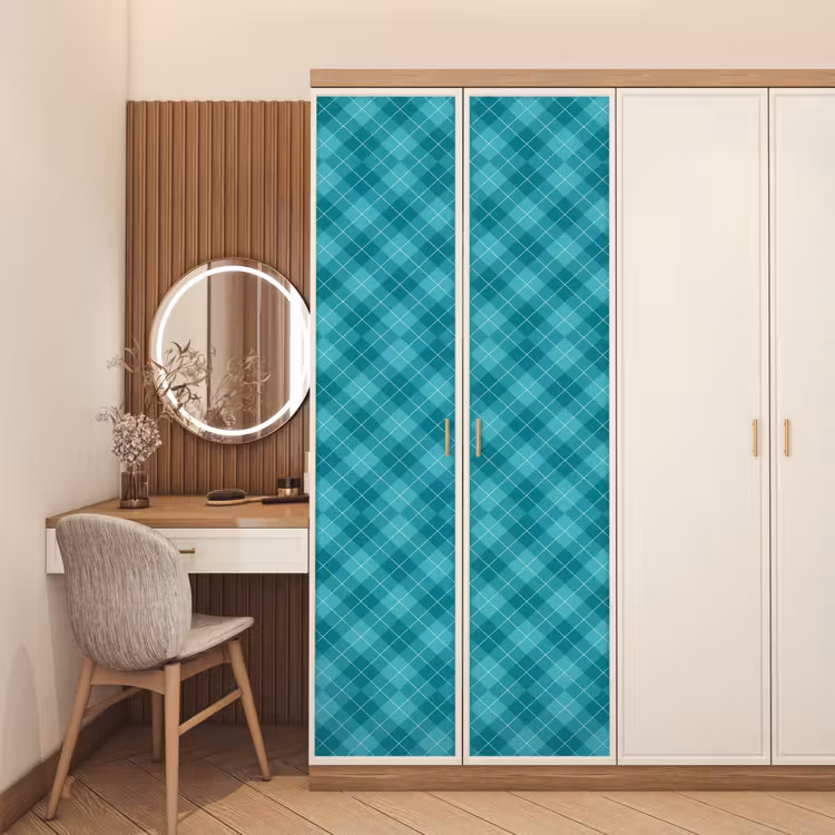 Deursticker - Patroon - Ruiten - Blauw — 5