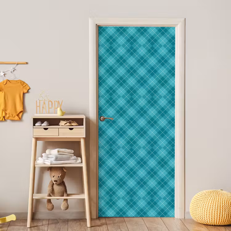 Deursticker - Patroon - Ruiten - Blauw — 6