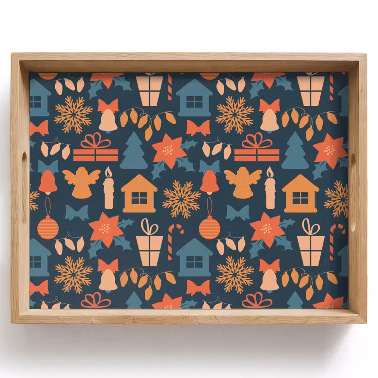 Dienblad - Patroon - Kerst - Symbolen - Blauw — 1