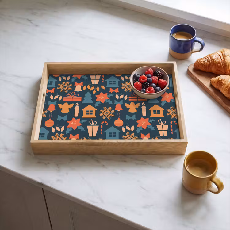 Dienblad - Patroon - Kerst - Symbolen - Blauw — 4