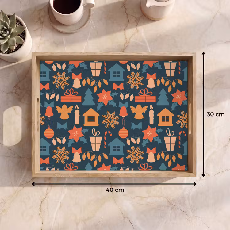 Dienblad - Patroon - Kerst - Symbolen - Blauw — 9