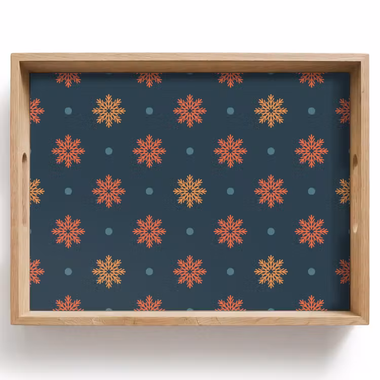 Dienblad - Patroon - Sneeuwvlokken - Blauw — 1