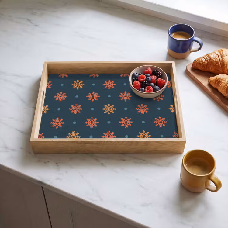 Dienblad - Patroon - Sneeuwvlokken - Blauw — 4