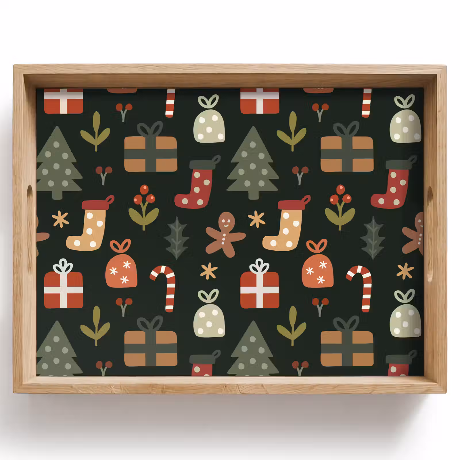 Dienblad - Illustratie - Kerstfiguren - Groen — 1