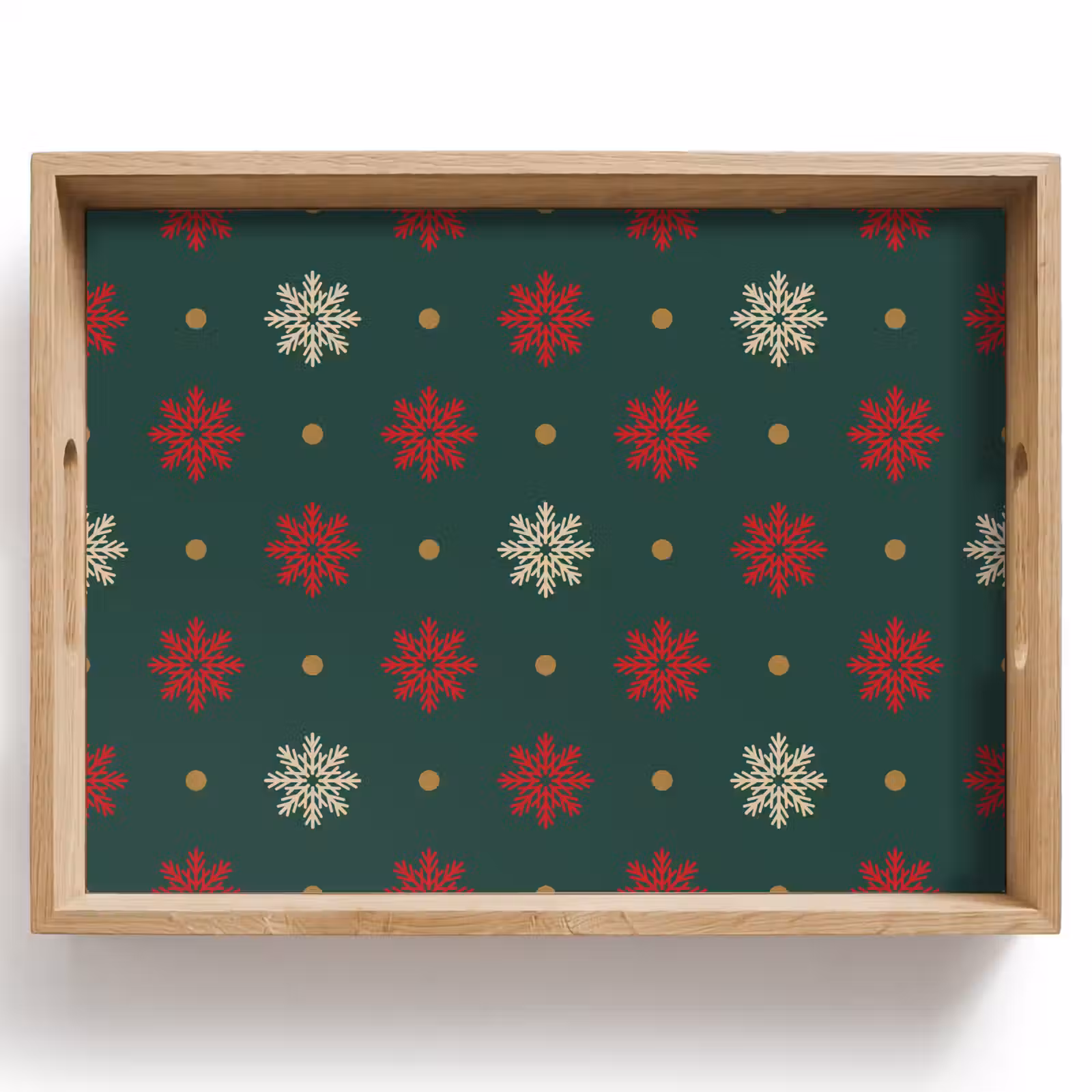 Dienblad - Illustratie - Sneeuwvlokken - Groen — 1