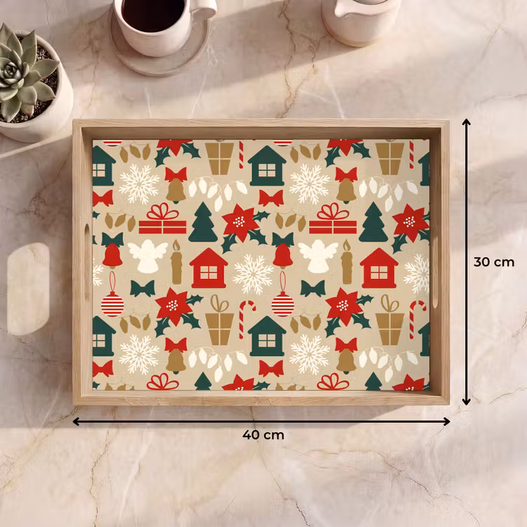 Dienblad - Illustratie - Kerst - Beige — 9