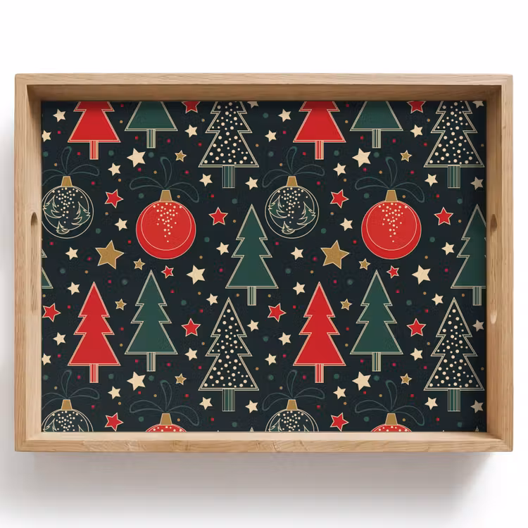 Dienblad - Illustratie - Kerst - Sterren - Groen — 1