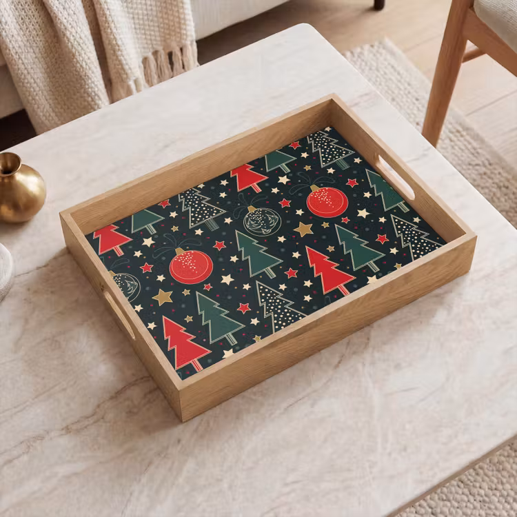 Dienblad - Illustratie - Kerst - Sterren - Groen — 2