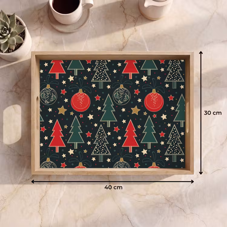 Dienblad - Illustratie - Kerst - Sterren - Groen — 9
