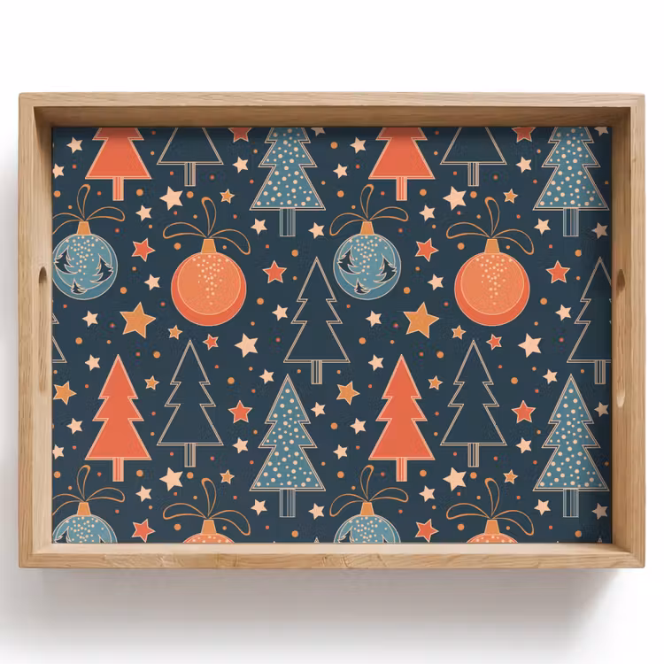 Dienblad - Illustratie - Kerst - Symbolen - Blauw — 1