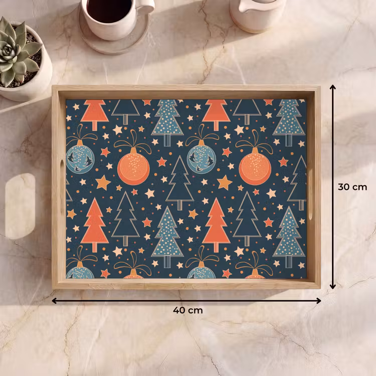 Dienblad - Illustratie - Kerst - Symbolen - Blauw — 9