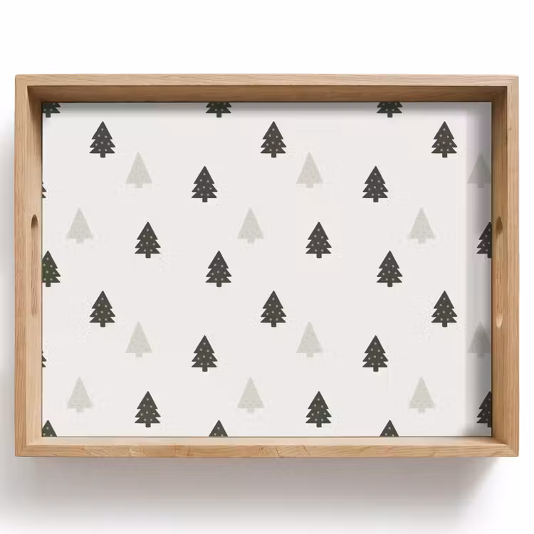 Dienblad - Illustratie - Kerstbomen - Wit — 1
