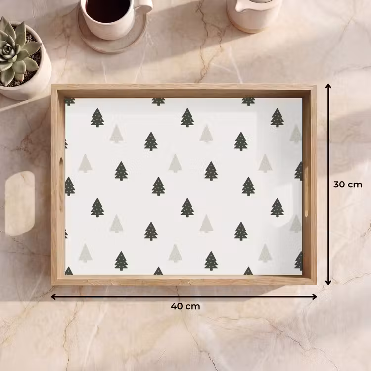 Dienblad - Illustratie - Kerstbomen - Wit — 9