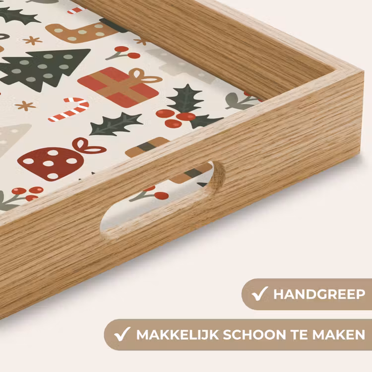 Dienblad - Illustratie - Kerstfiguren - Beige — 5