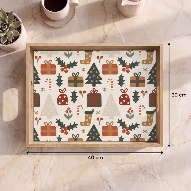 Dienblad - Illustratie - Kerstfiguren - Beige — 9