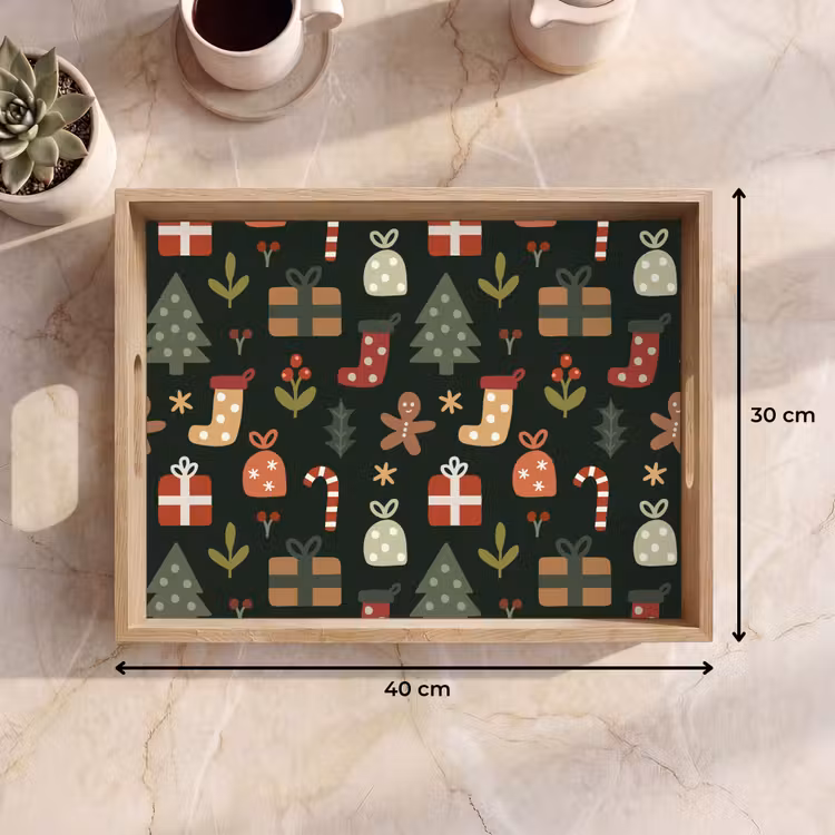 Dienblad - Illustratie - Kerstfiguren - Groen — 9