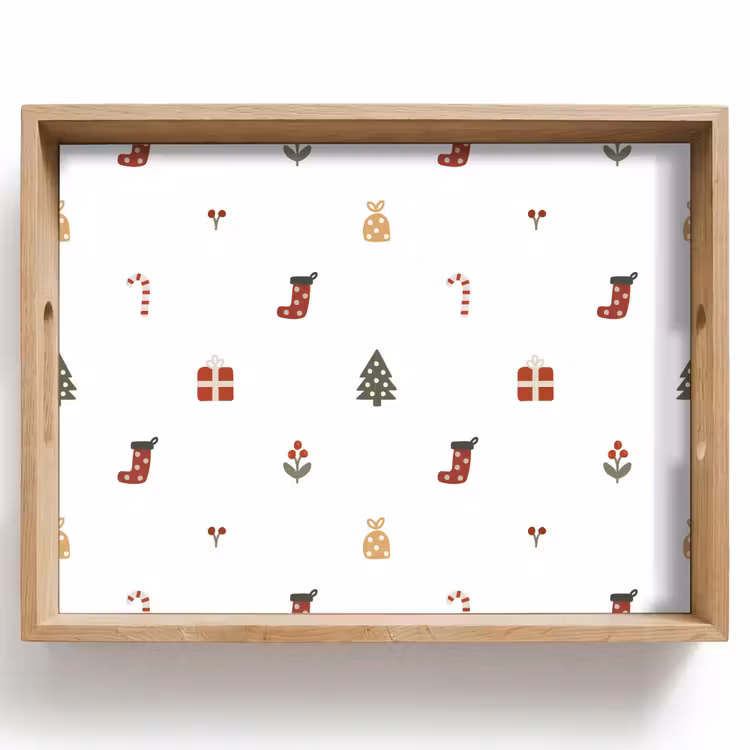 Dienblad - Illustratie - Kerstsymbolen - Wit — 1