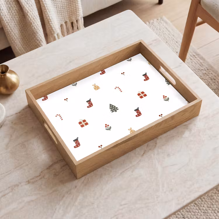 Dienblad - Illustratie - Kerstsymbolen - Wit — 2