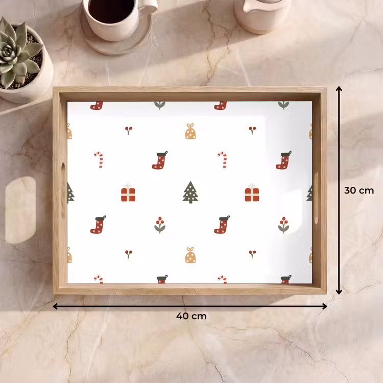 Dienblad - Illustratie - Kerstsymbolen - Wit — 9