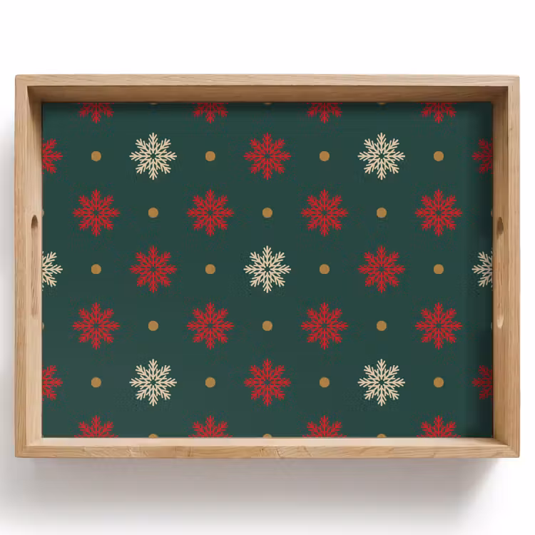 Dienblad - Illustratie - Sneeuwvlokken - Groen — 1