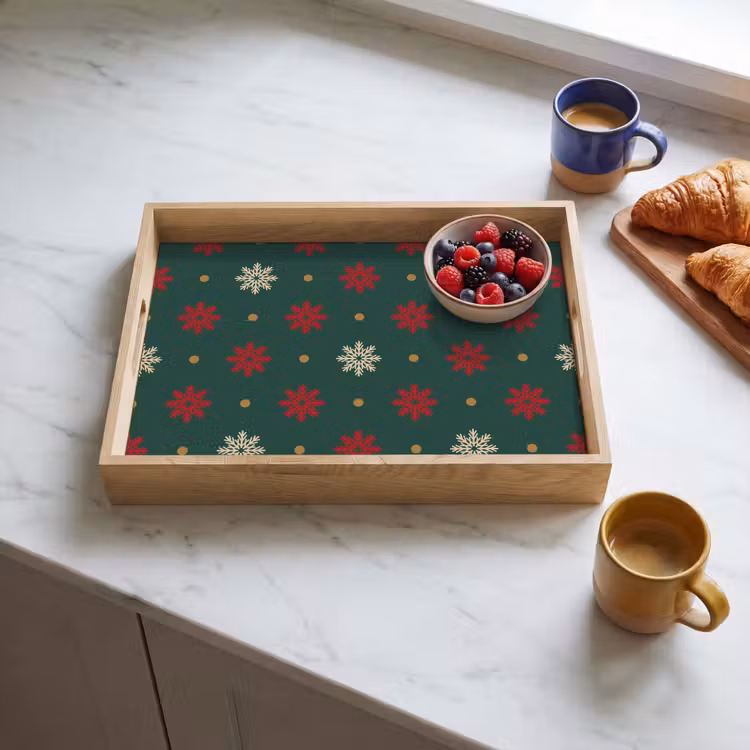 Dienblad - Illustratie - Sneeuwvlokken - Groen — 4