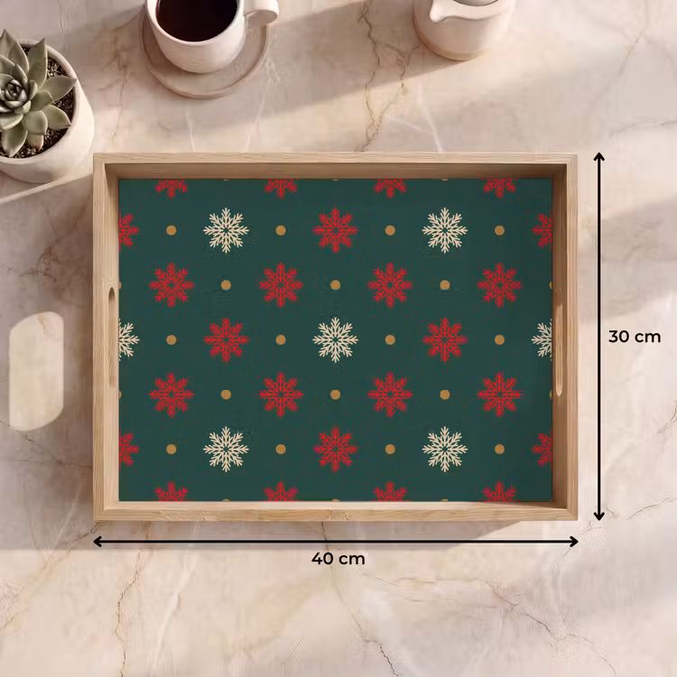 Dienblad - Illustratie - Sneeuwvlokken - Groen — 9