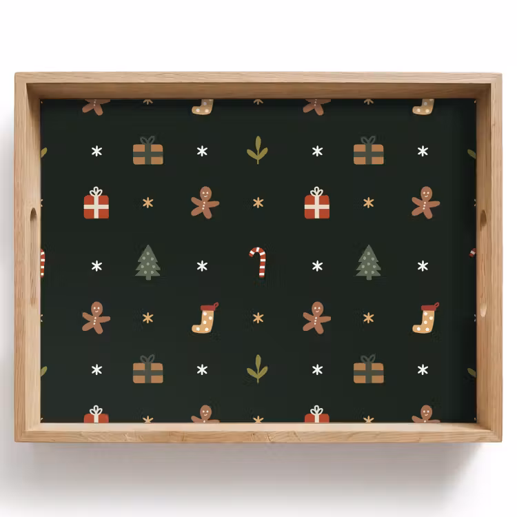 Dienblad - Patroon - Kerstsymbolen - Groen — 1