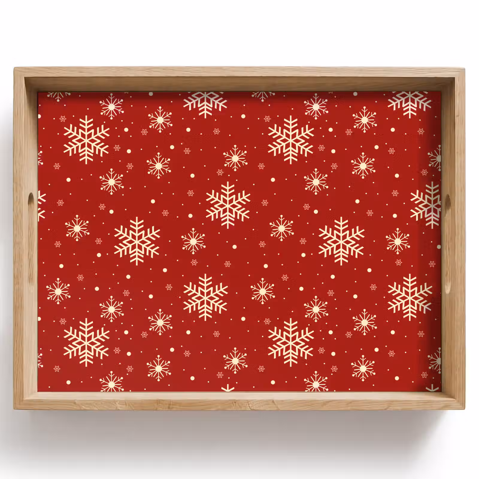 Dienblad - Illustratie - Sneeuwvlokken - Rood — 1