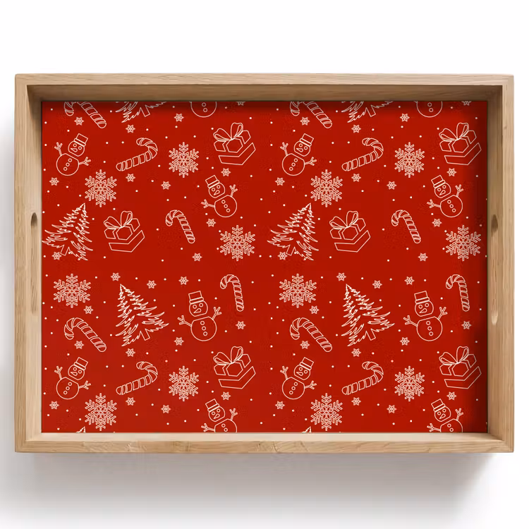 Dienblad - Illustratie - Kerstsymbolen - Rood — 1