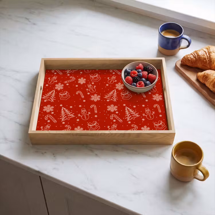 Dienblad - Illustratie - Kerstsymbolen - Rood — 4