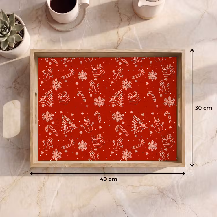 Dienblad - Illustratie - Kerstsymbolen - Rood — 9