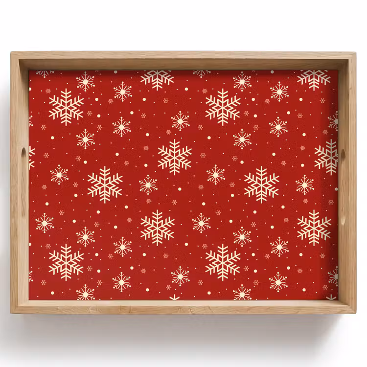 Dienblad - Illustratie - Sneeuwvlokken - Rood — 1