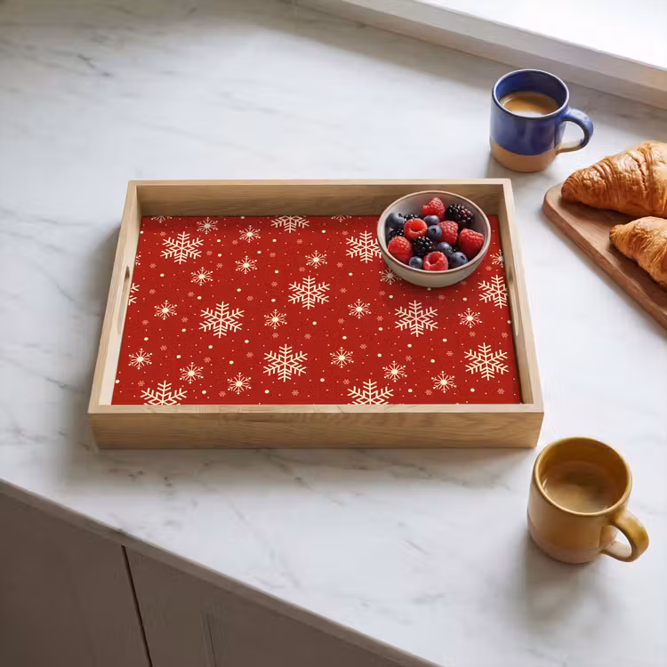 Dienblad - Illustratie - Sneeuwvlokken - Rood — 4