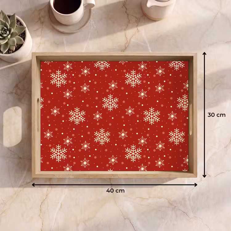 Dienblad - Illustratie - Sneeuwvlokken - Rood — 9