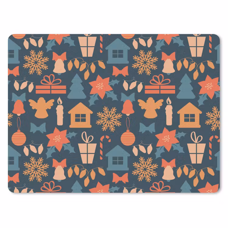 Muismat - Patroon - Kerst - Symbolen - Blauw — 1