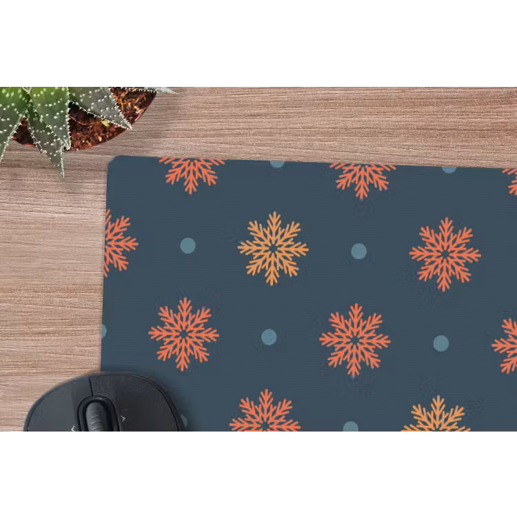 Muismat - Patroon - Sneeuwvlokken - Blauw — 4