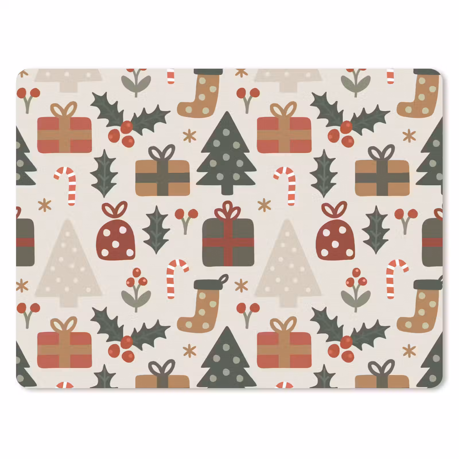 Muismat - Illustratie - Kerstfiguren - Beige — 1