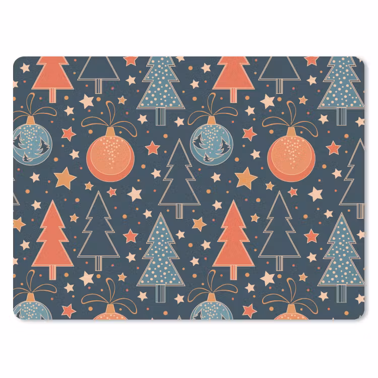 Muismat - Illustratie - Kerst - Symbolen - Blauw — 1