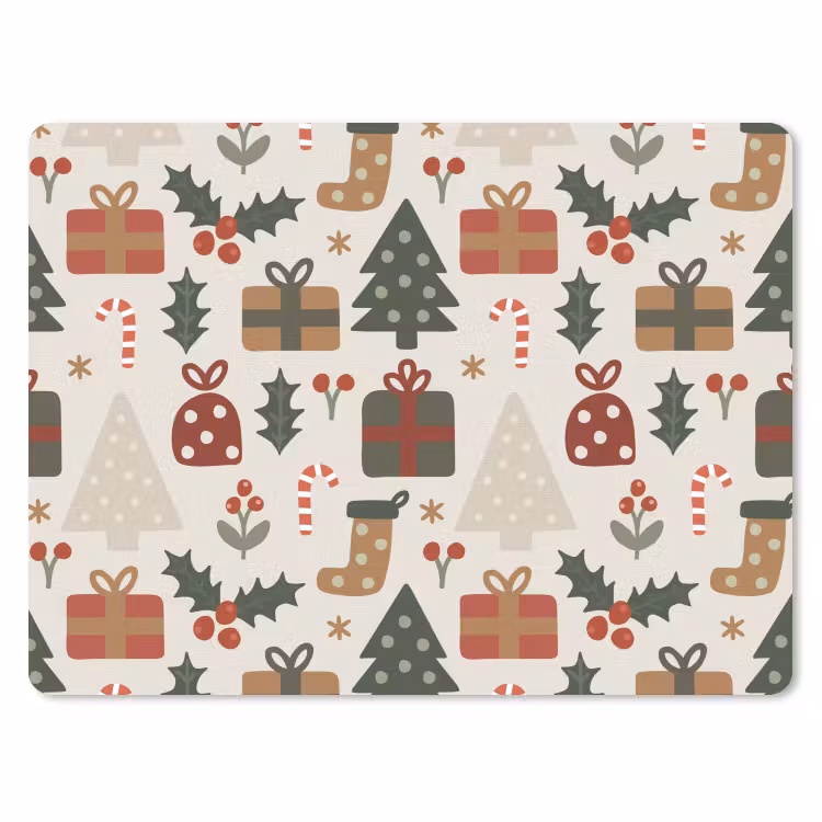 Muismat - Illustratie - Kerstfiguren - Beige — 1