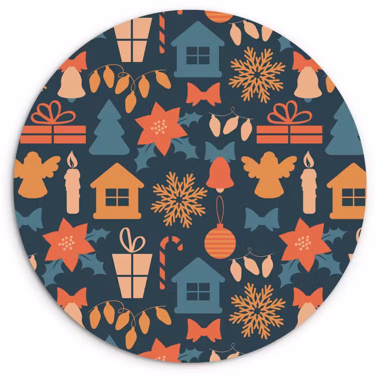 Muurcirkel - Patroon - Kerst - Symbolen - Blauw — 1