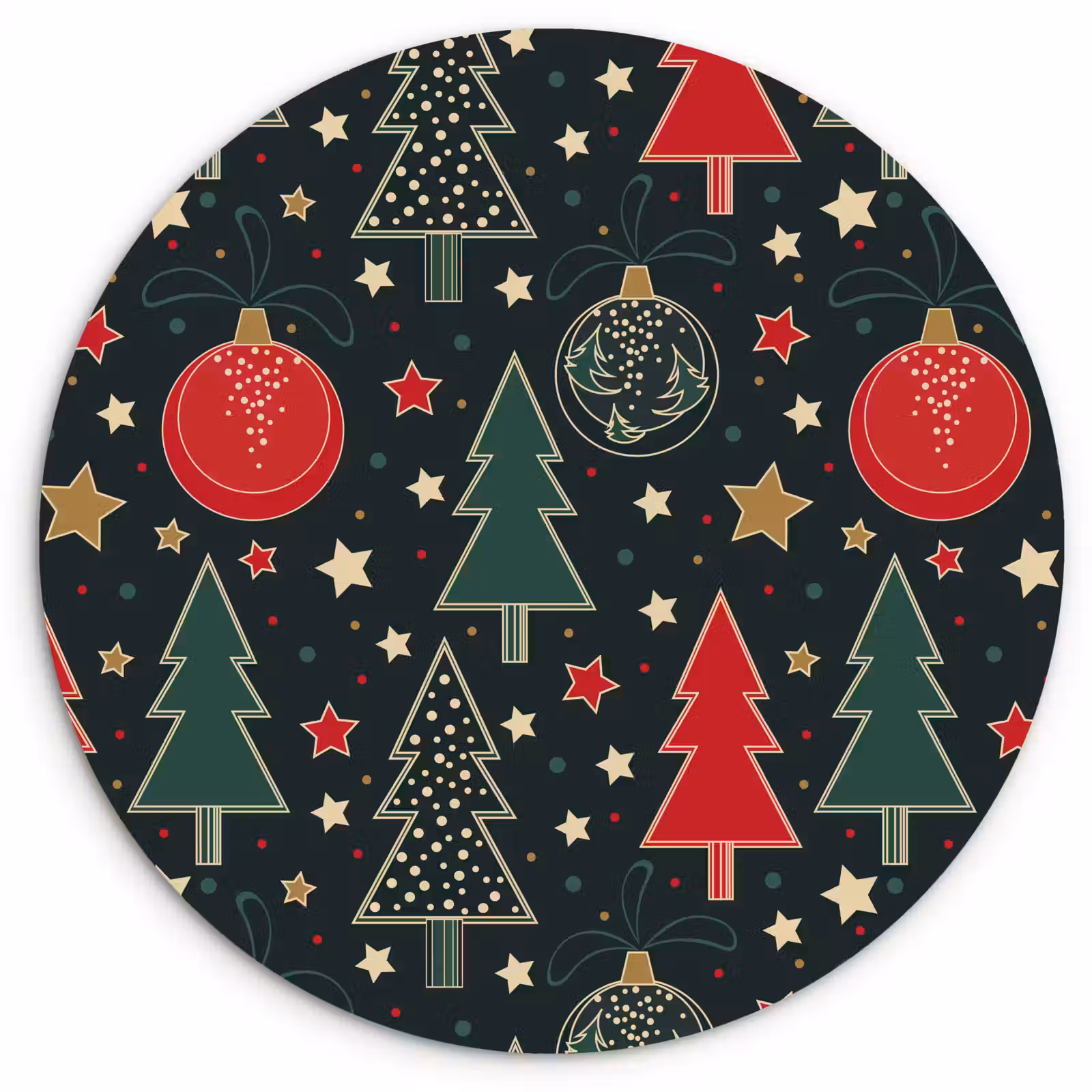 Muurcirkel - Illustratie - Kerst - Sterren - Groen — 1