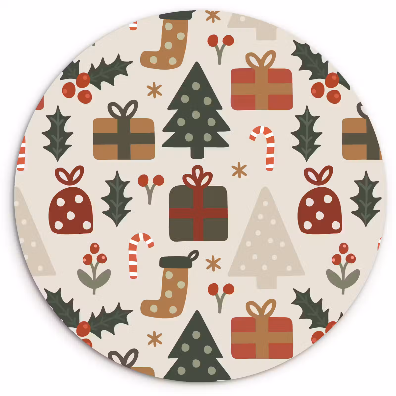 Muurcirkel - Illustratie - Kerstfiguren - Beige — 1