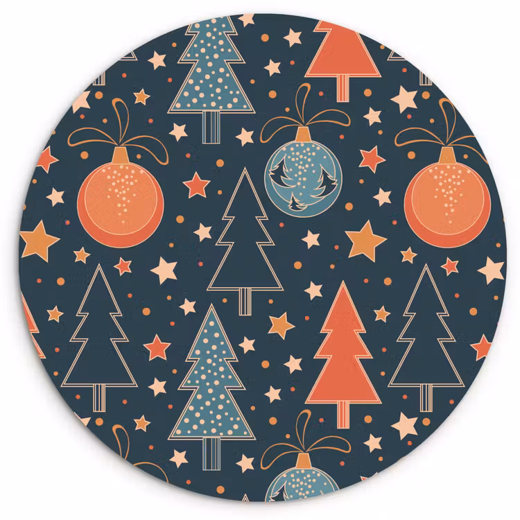 Muurcirkel - Illustratie - Kerst - Symbolen - Blauw — 1